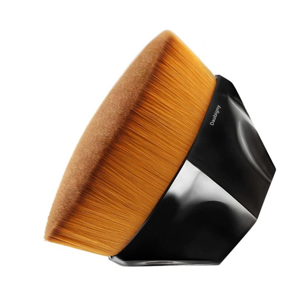 Black Flat Top Kabuki Hexagon Liquid Powder Foundation Brush for Blending